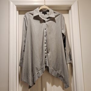 Comfy USA womens black and white  striped button down blouse.